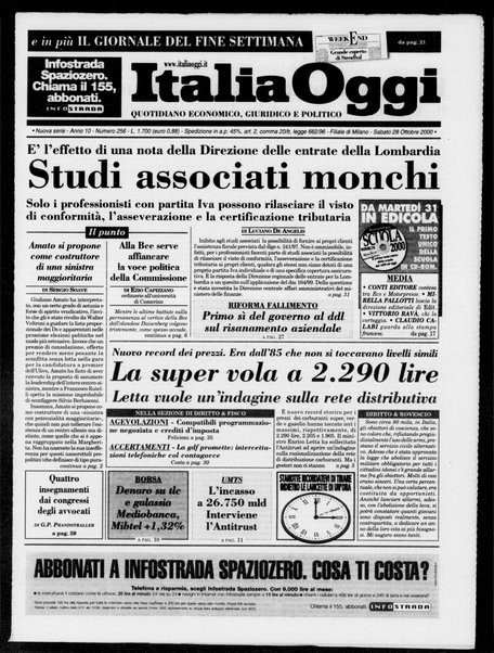 Italia oggi : quotidiano di economia finanza e politica